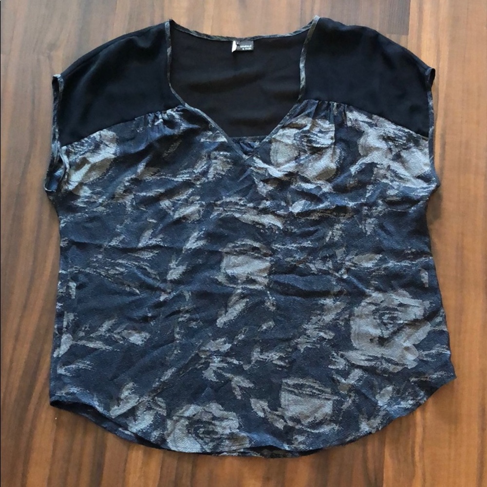 UO Sheer Shoulder V Neck Tee